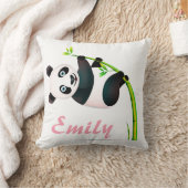 Panda Beer Black en White Hanging Bamboo Name Kussen (Deken)