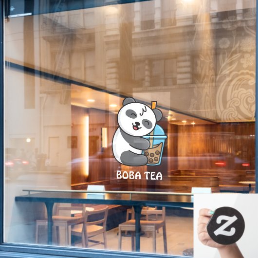 Panda Beer Boba Tea Bubble Drink Advertisement Raamsticker (Cafe Raam)