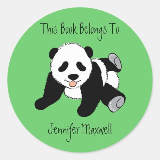 Panda Beer Bookplate Ronde Sticker (Voorkant)