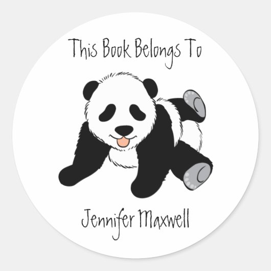 Panda Beer Bookplate Ronde Sticker (Voorkant)