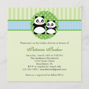 Panda Beer Boy Baby shower Uitnodiging