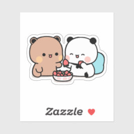 Panda beer, bubu en dudu eten aardbeien sticker