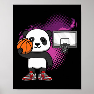 Panda Beer Bysketbyll Speler Dierenvriend Hoops Dr Poster