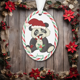 Panda Beer Candy Cane Lijst Ornament