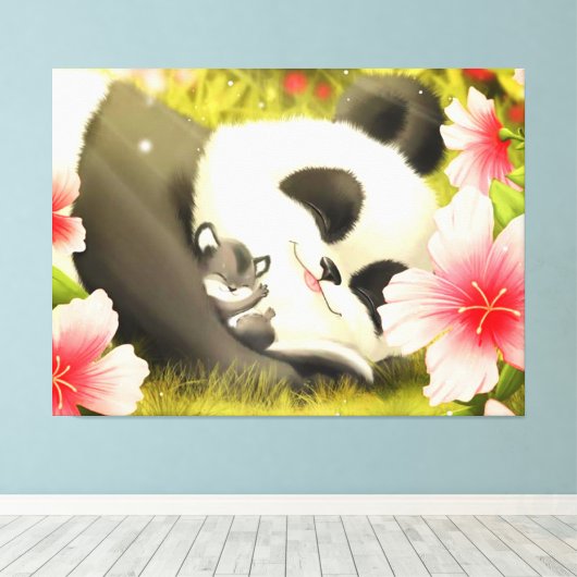 Panda Beer Canvas Afdruk (Insitu (Houten vloer))