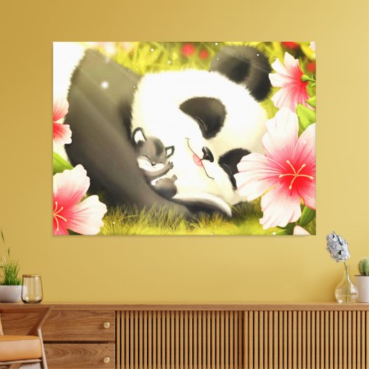 Panda Beer Canvas Afdruk (Insitu (Woonkamer))