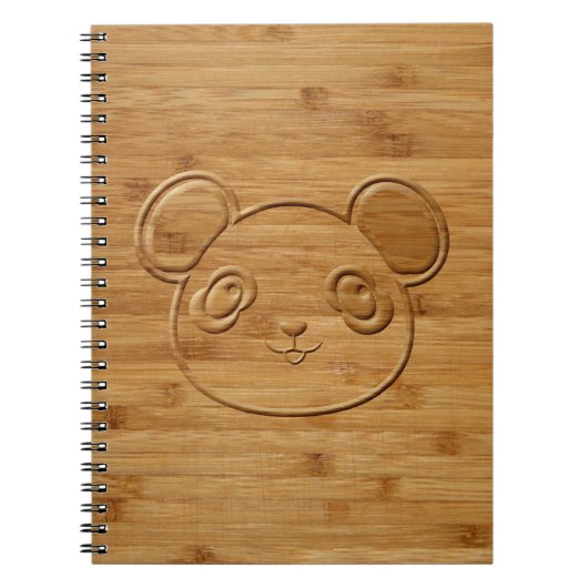 Panda Beer Carved Bamboo Print Notitieboek (Voorkant)