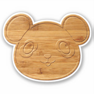 Panda Beer Carved Bamboo Print Sticker