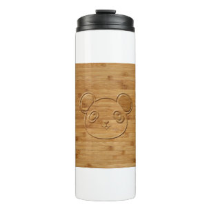 Panda Beer Carved Bamboo Print Thermosbeker