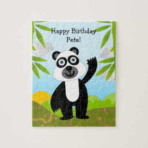 Panda beer die Happy Birthday wenst Legpuzzel
