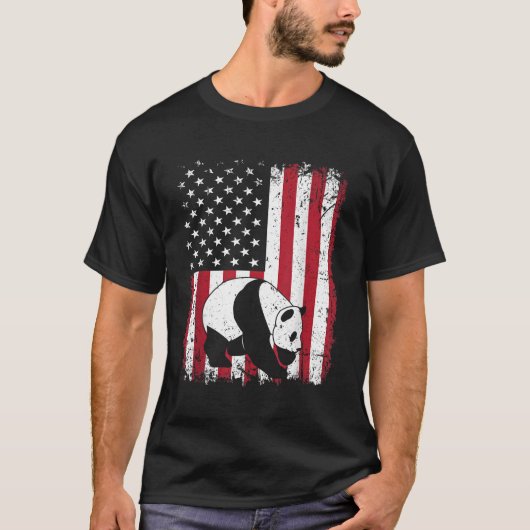 Panda Beer Dier Amerikaanse vlag T-shirt (Voorkant)