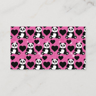 Panda Beer Dierenliefhebber Zwarte Harten Roze Gli Visitekaartje