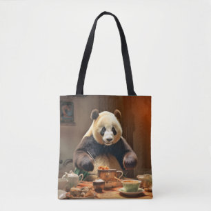Panda Beer Dierenplezier Koken Keuken Happy Time Draagtas