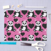 Panda Beer Dierenvriend Black Harten Roze Glitter Tissuepapier (Craft)