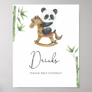 Panda Beer Drinken helpen jezelf Poster