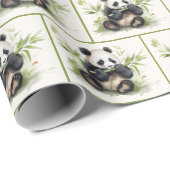 Panda Beer en Bamboe Waterverf Cadeaupapier (Rol Hoek)
