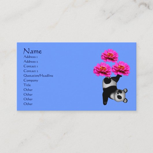 Panda-Beer en bloemen dierlijk Visitekaartje (Voorkant)