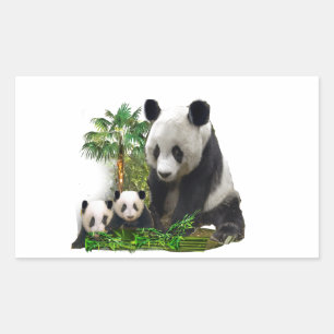 Panda beer en welpen kunst metalen ornament rechthoekige sticker