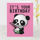 PANDA BEER FUNNY CUTE BIRTHDAY KAART (Gele Bloem)