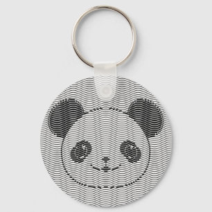 Panda Beer Gezicht Op Golfpatroon Sleutelhanger
