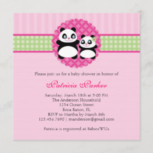 Panda Beer Girl Baby shower Kaart