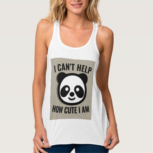 PANDA BEER GIRLS CUTE FUNNY T-SHIRY TANKTOP (Voorkant)