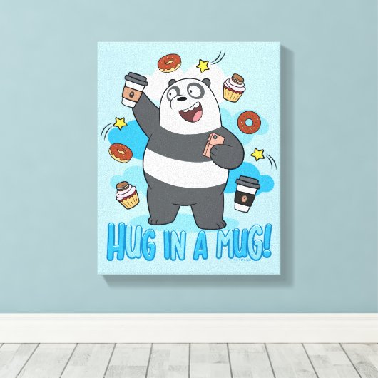 Panda Beer - Hug in een Mok! Canvas Afdruk (Insitu (Houten vloer))