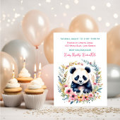 Panda Beer in Bloemen Meisjes Baby shower Kaart