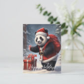 Panda Beer in Kerstmannenpak Feestdagenkaart (Staand voorkant)