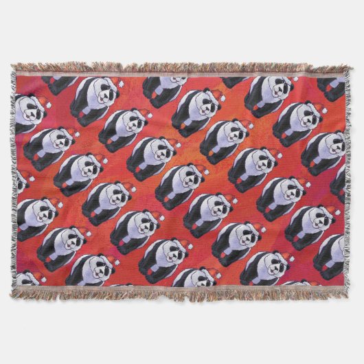 Panda-Beer in Santa Hat op rood Deken (Voorkant)