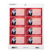 Panda-Beer in Santa Hat op rood Etiket (Full Sheet)