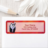 Panda-Beer in Santa Hat op rood Etiket (Insitu)