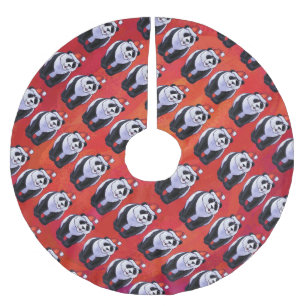 Panda-Beer in Santa Hat op rood Kerstboom Rok