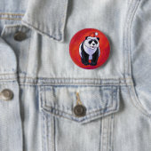 Panda-Beer in Santa Hat op rood Ronde Button 5,7 Cm (In situ)