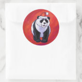 Panda-Beer in Santa Hat op rood Ronde Sticker (Tas)