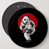 Panda Beer Karate Ronde Button 6,0 Cm (Voorkant /achterkant)