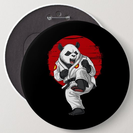 Panda Beer Karate Ronde Button 6,0 Cm (Voorkant /achterkant)