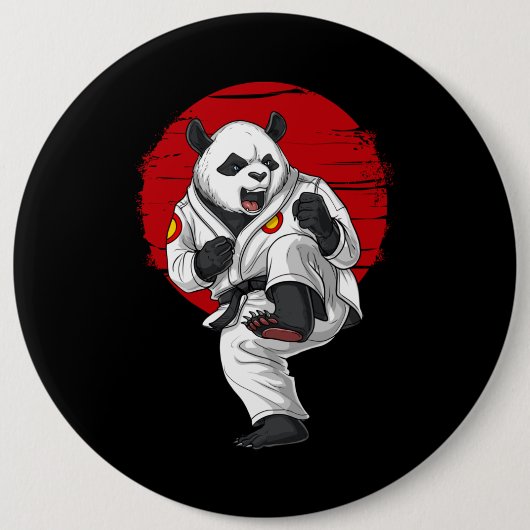 Panda Beer Karate Ronde Button 6,0 Cm (Voorkant)