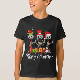Panda Beer Kerst Pyjama Tree Xmas Lights Anima T-shirt