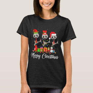 Panda Beer Kerst Pyjama Tree Xmas Lights Anima T-shirt