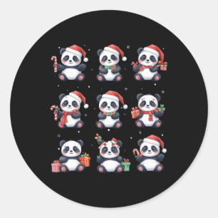 Panda Beer Kerstman Hoed Grappig Dierenvriend Ronde Sticker