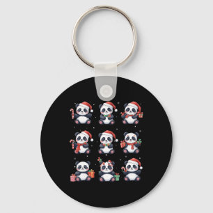 Panda Beer Kerstman Hoed Grappig Dierenvriend Sleutelhanger
