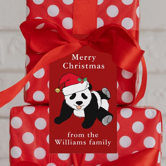 Panda Beer Kerstmis Aangepast rood Cadeaulabel