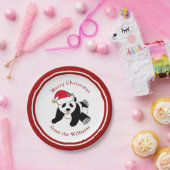 Panda Beer kerstmis - Aangepaste Rode Partij Papieren Bordje (Feest)