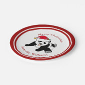 Panda Beer kerstmis - Aangepaste Rode Partij Papieren Bordje (Gekanteld)