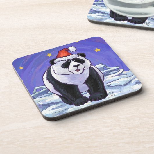 Panda Beer Kerstmis Bier Onderzetter (Linkerzijde)