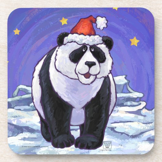 Panda Beer Kerstmis Bier Onderzetter (Voorkant)