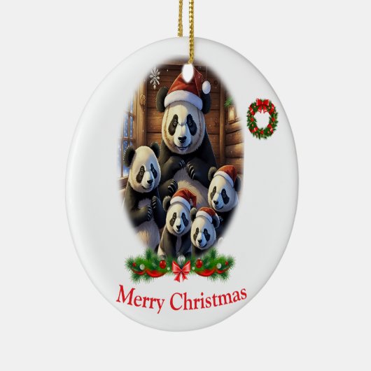 Panda Beer Kerstmis Keramisch Ornament (Rechts)