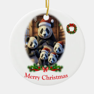 Panda Beer Kerstmis Keramisch Ornament