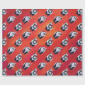Panda Beer Kerstmis op rood Cadeaupapier (Vlak)